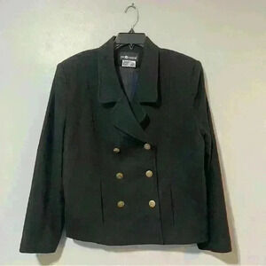 Sag Harbor Blazer Jacket Women’s Size 12 Wool Black Double Breasted Vintage